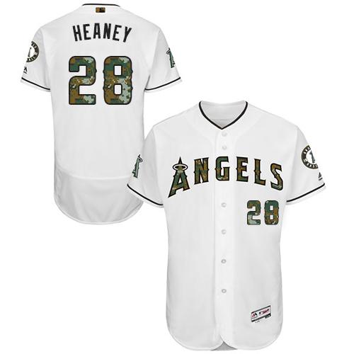 Angels of Anaheim #28 Andrew Heaney White Flexbase Authentic Collection Memorial Day Stitched MLB Jersey - Click Image to Close